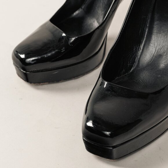 Gucci Nero Vernice Crystal Square-Toe Platform Pumps - Picture 6 of 10